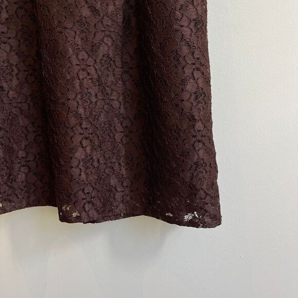Brown Lace Mini Shift Dress - Small - Picture 5 of 11